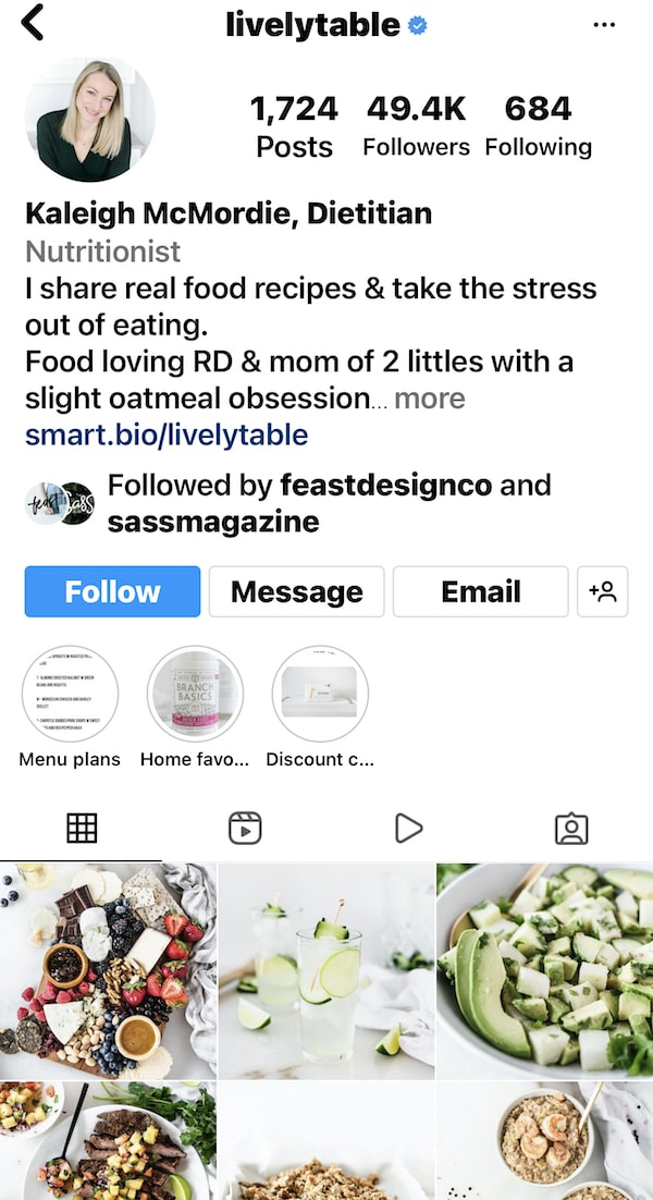 food blog with verified instagram account for sale