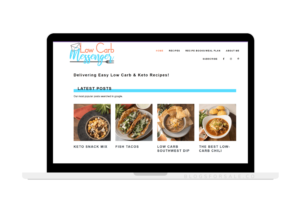 low carb and keto recipe website for sale